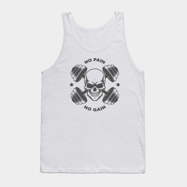 No Pain No Gain Skull Tank Top by Dosunets